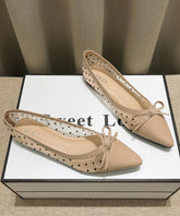 Bequeme Spleiß-Flats Apricot Atmungsaktives Mesh Spitzschuh